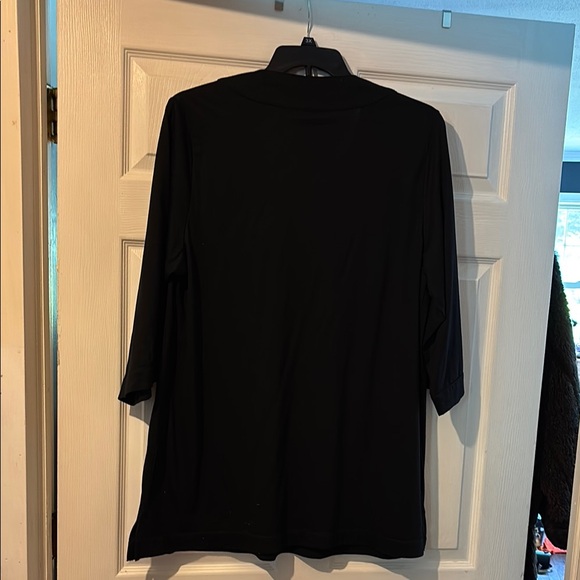 Dotti Black Tunic with turquoise Embellished V-Neck - Picture 2 of 4